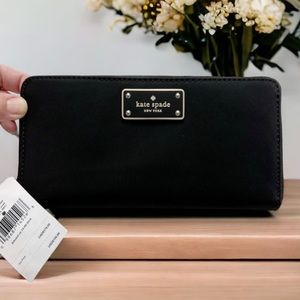 Kate Spade New York Wilson Road Neda Zip Around Wallet Black Nylon Exterior